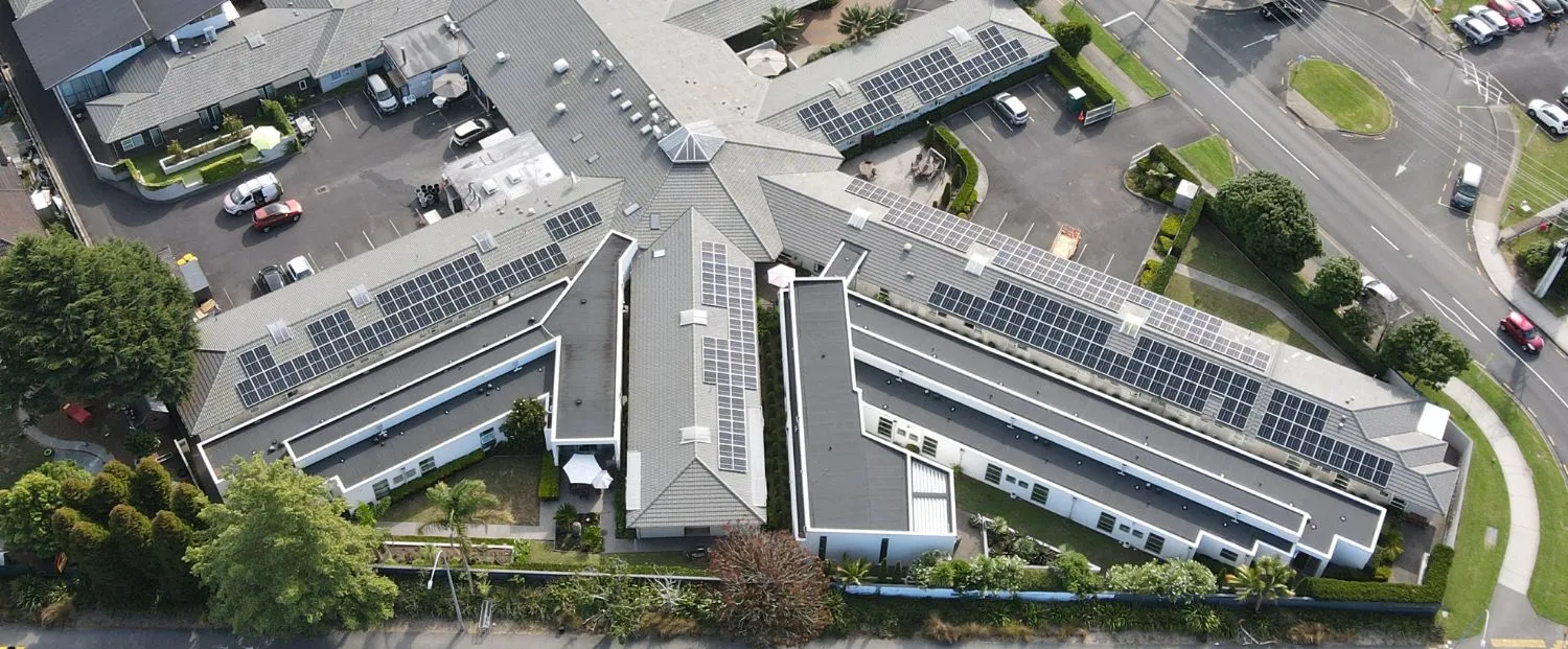 Commercial solar panels on an NZ commercial building